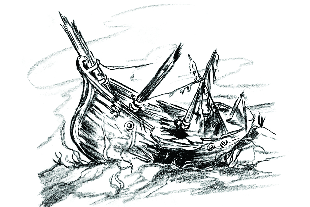sunken ship drawing