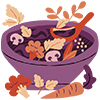 illustration of noodles in a bowl