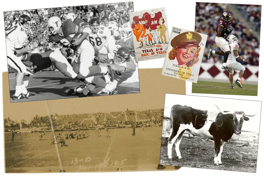 collage of photos from the Lone Star Showdown rivalry