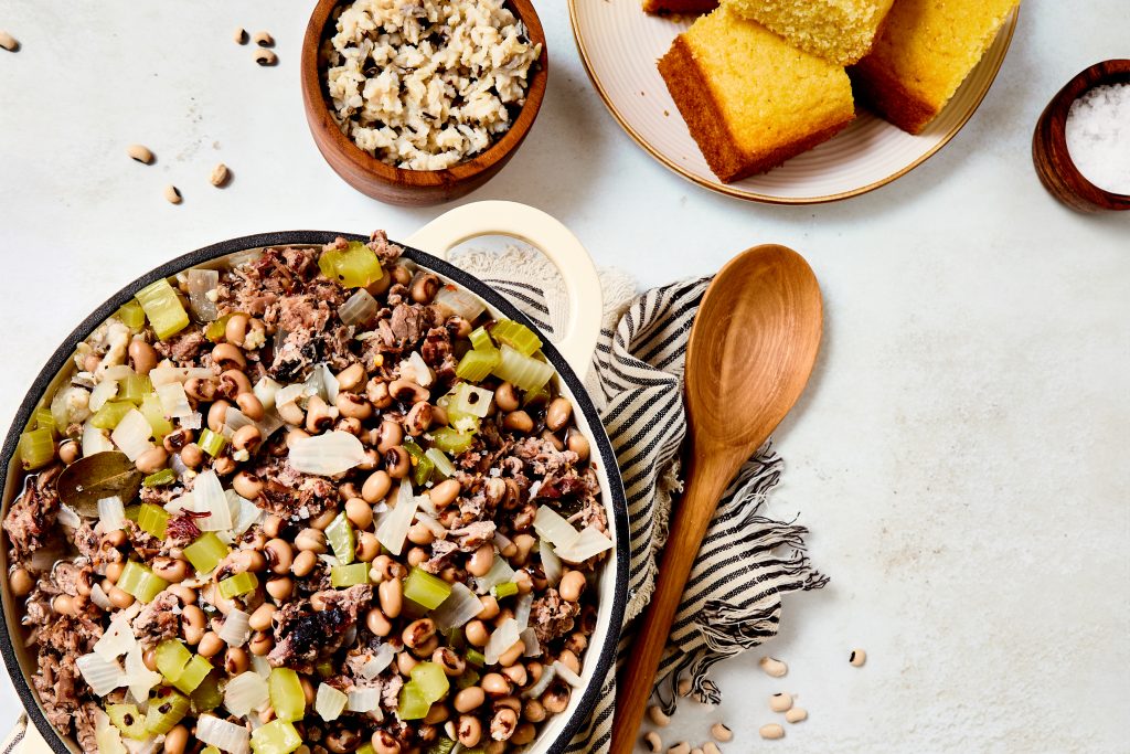 Pot of black eyed peas.