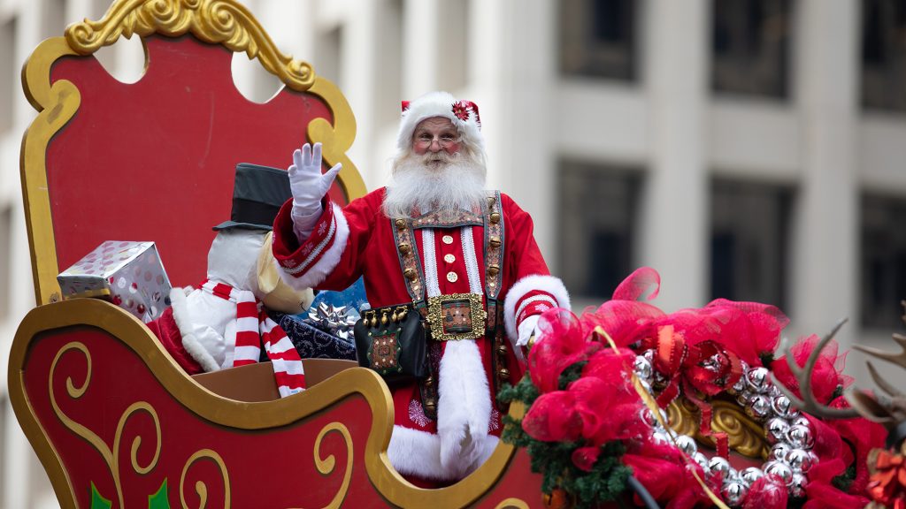 Santa on a float during Houston holiday parade.