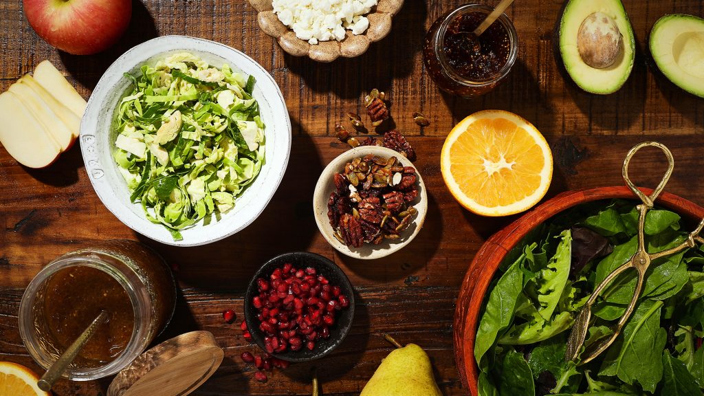 Ingredients for Christmas salad.
