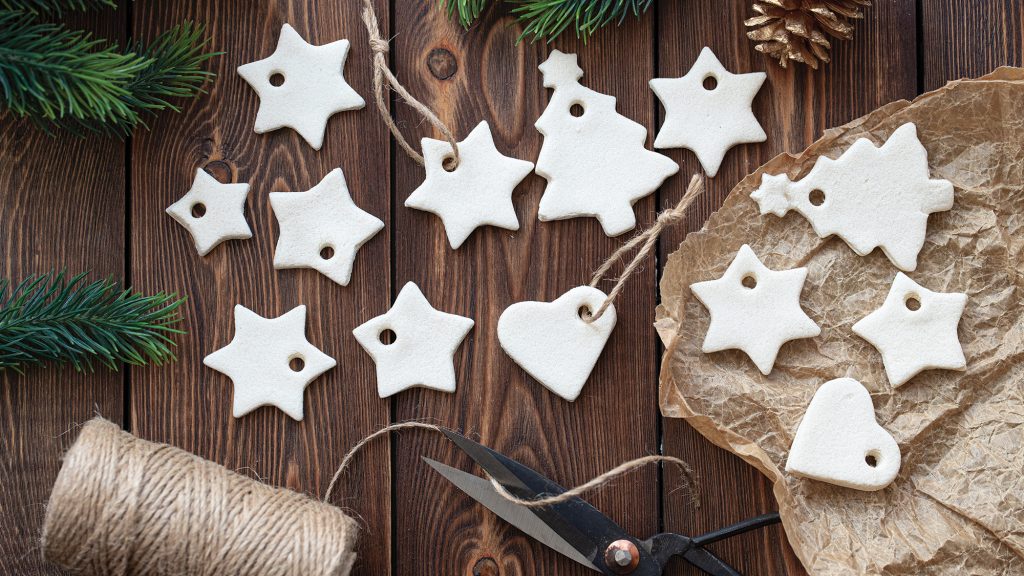 Homemade salt ornaments.