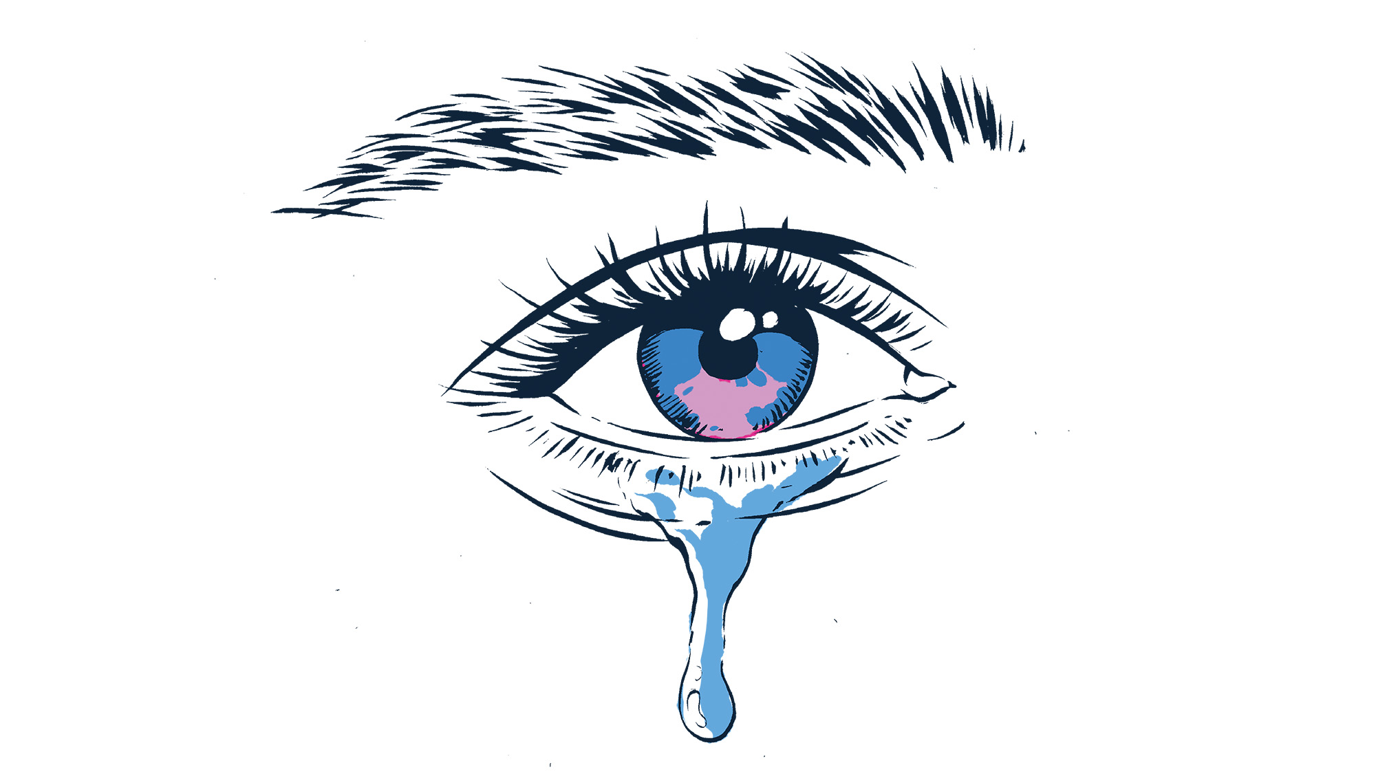 Illustration of an eye with a tear.