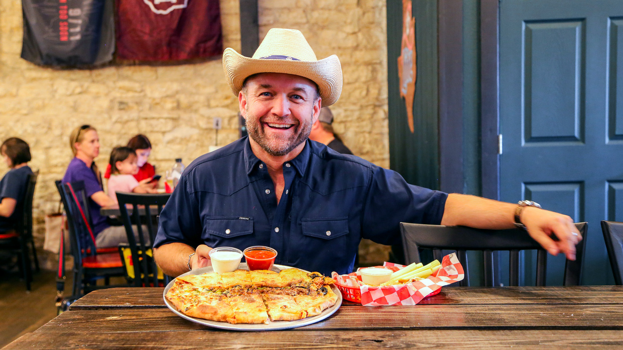 Chet Garner eating at a restaurant in Florence, Texas.