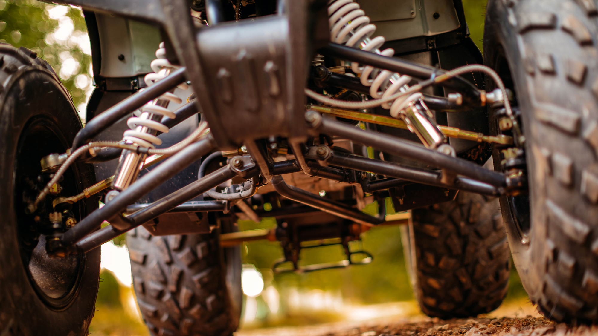 Undercarriage of an ATV.