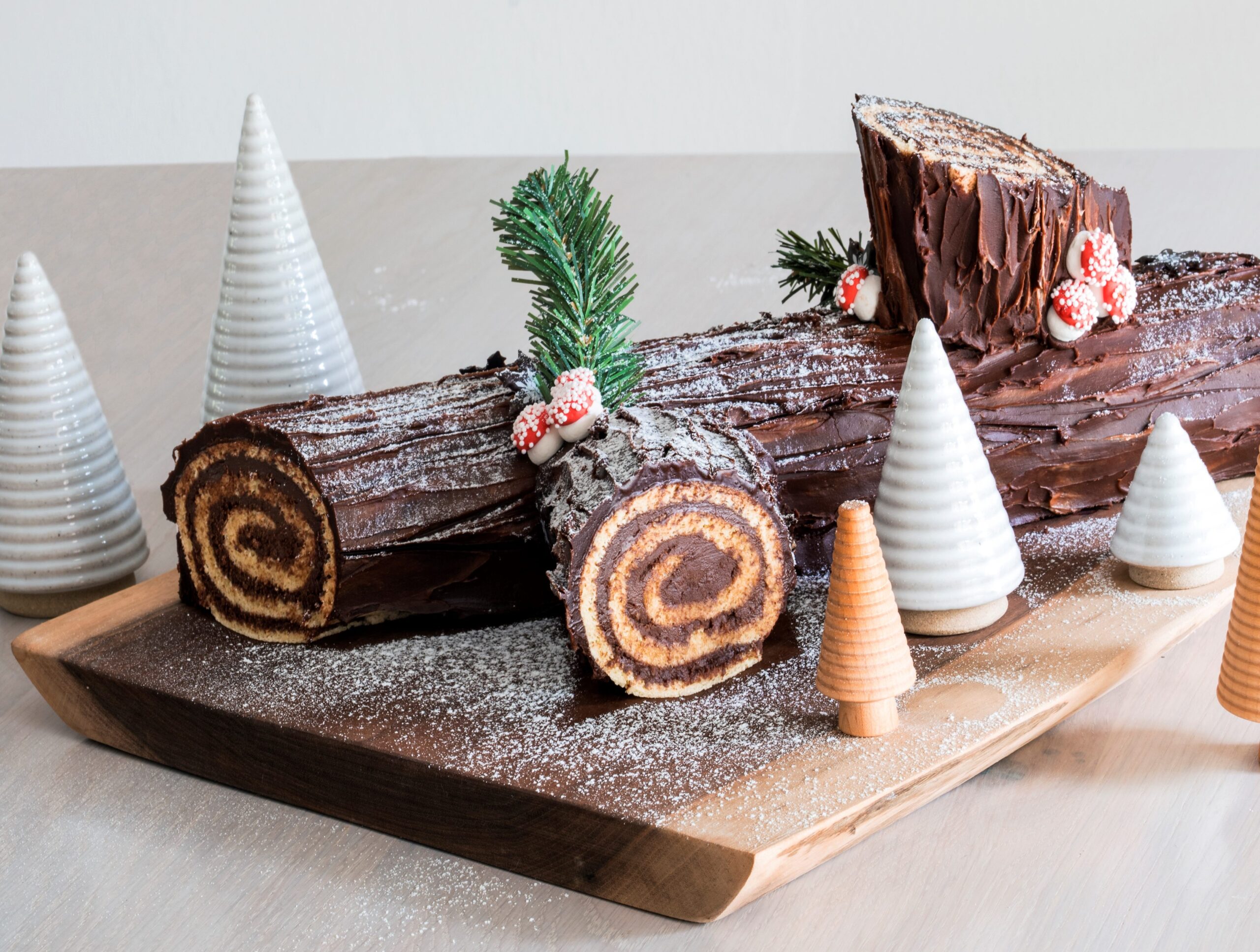 Snowy Yule Log Cake