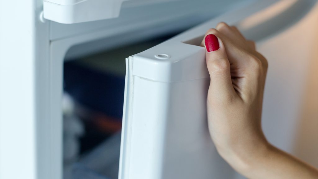 Person opening fridge door.