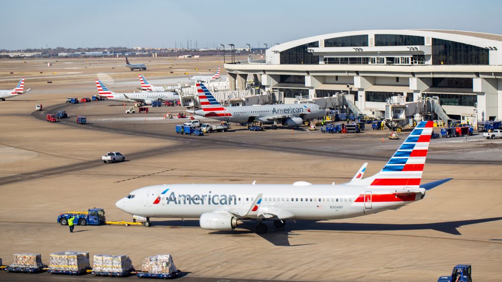 American Airlines planes at DFW Airport.