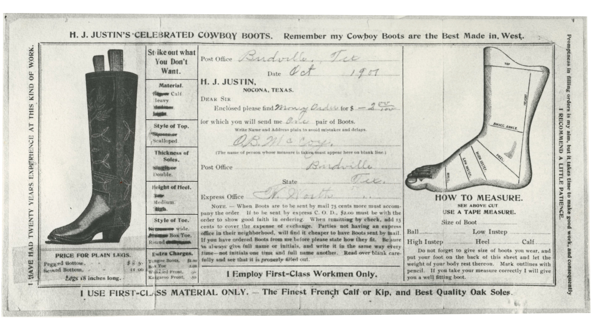 Diagram showing how a cowboy boot should fit properly.