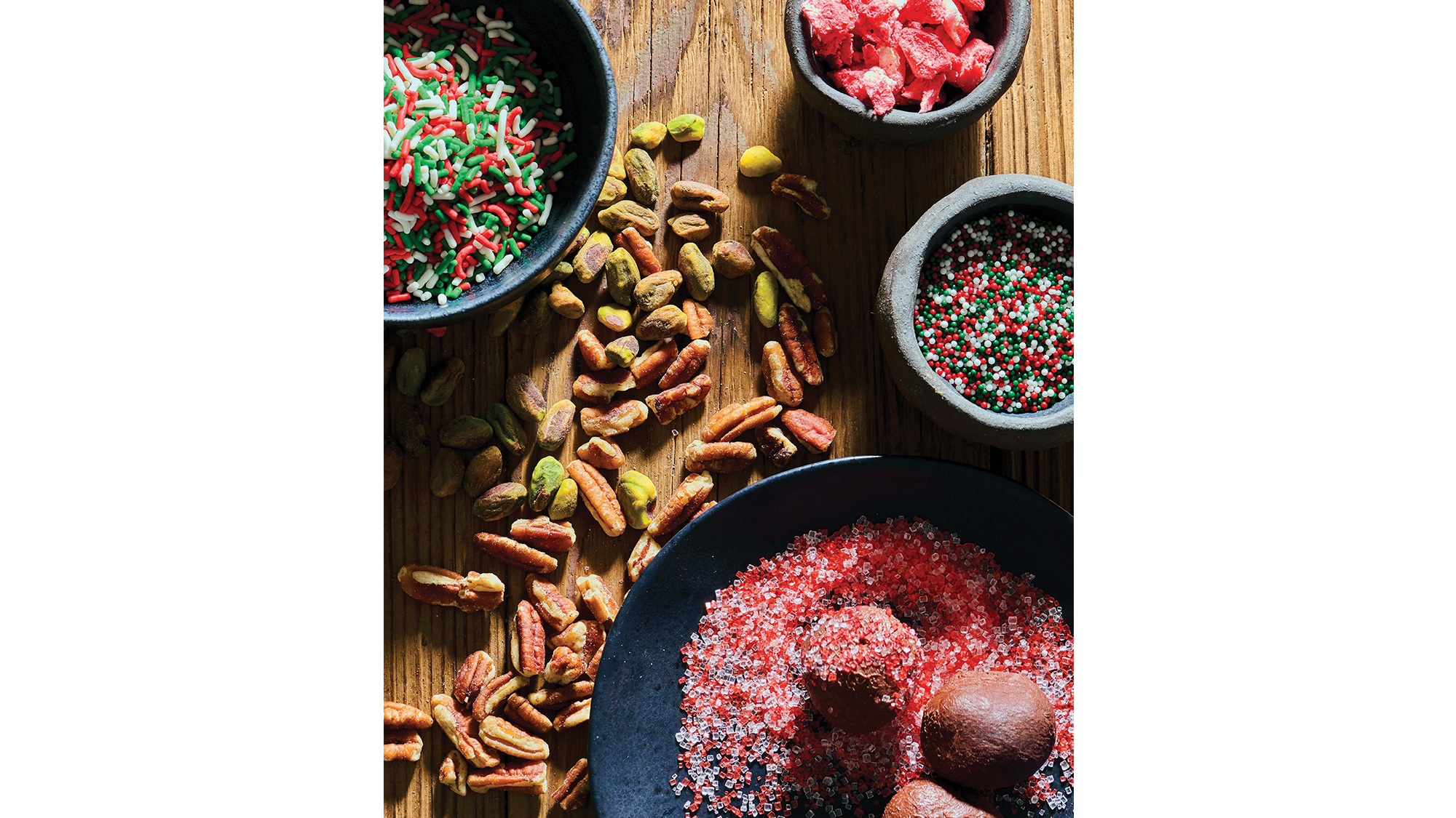 Christmas truffle toppings.