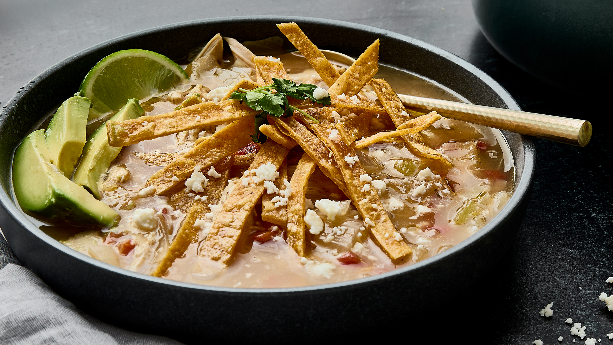Bowl of tortilla soup.