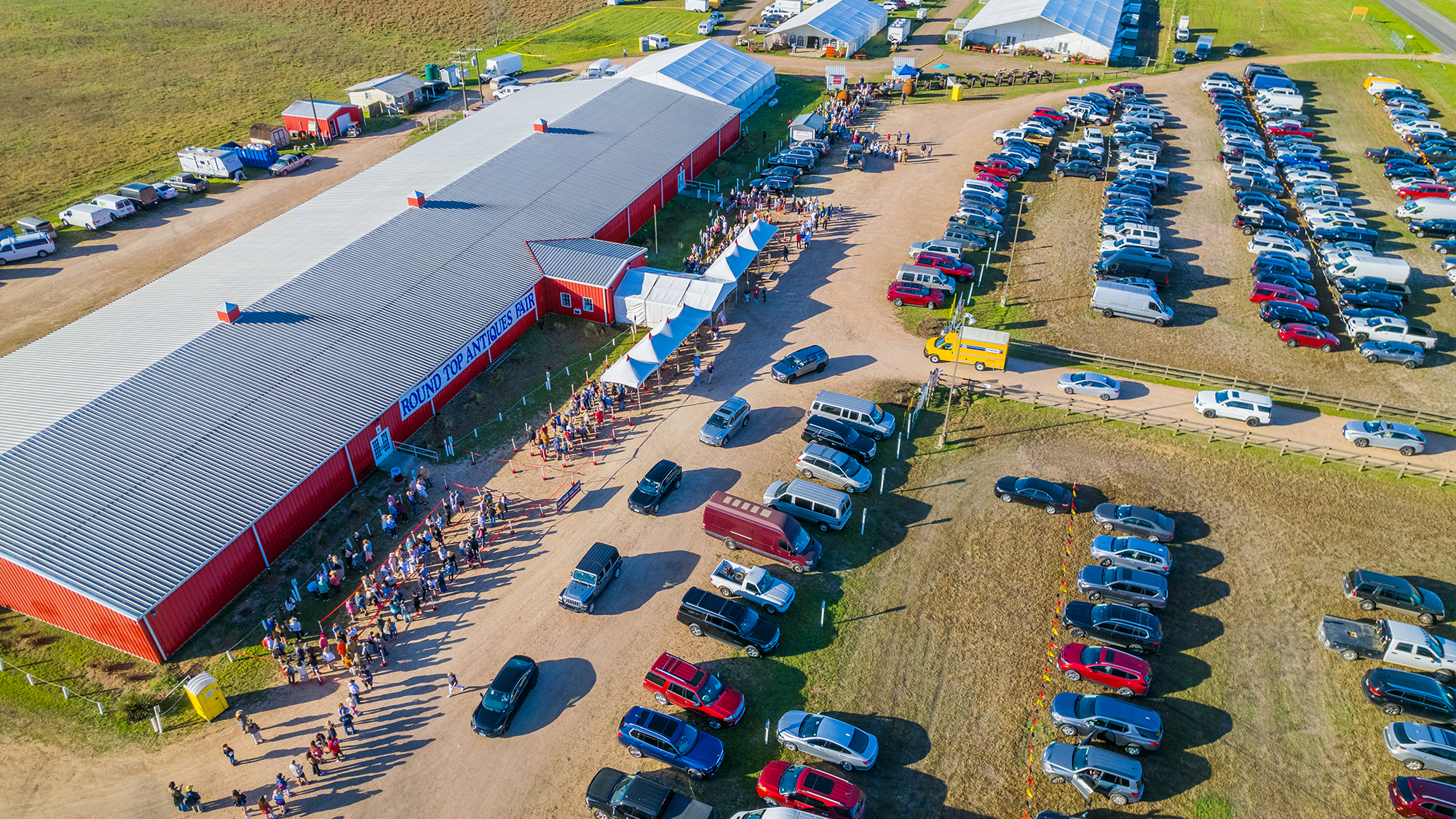 Aerial view of Round Top Antique Fair.