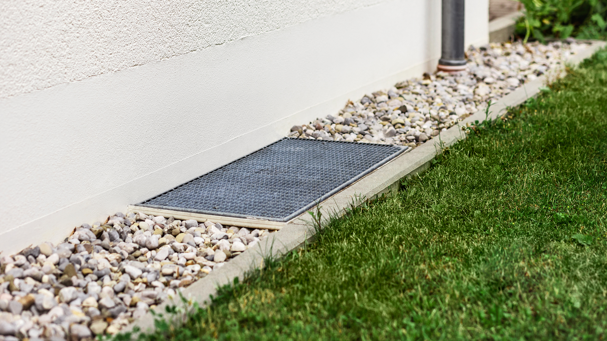 French drain near side of house.
