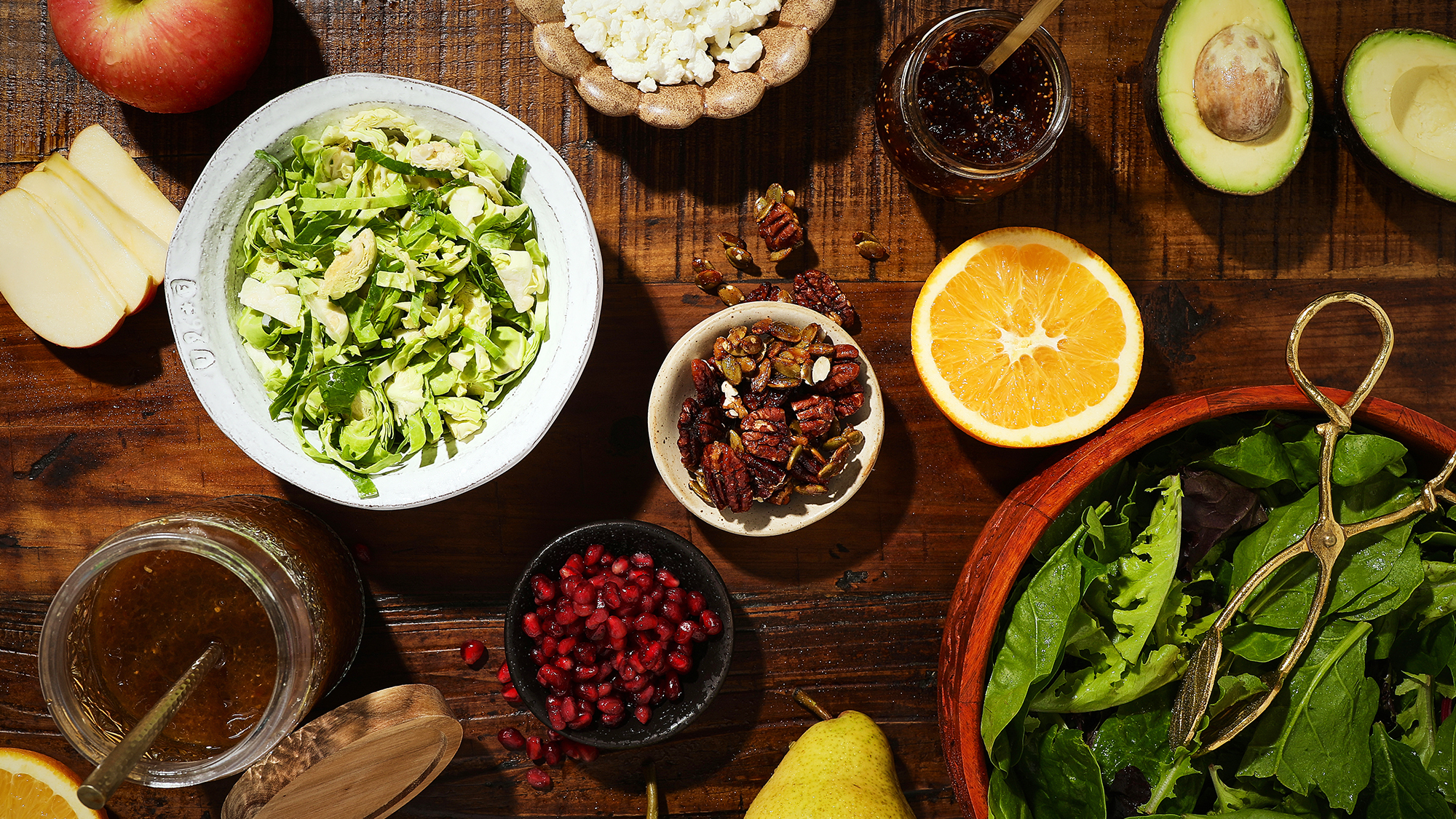 Ingredients for Christmas salad.
