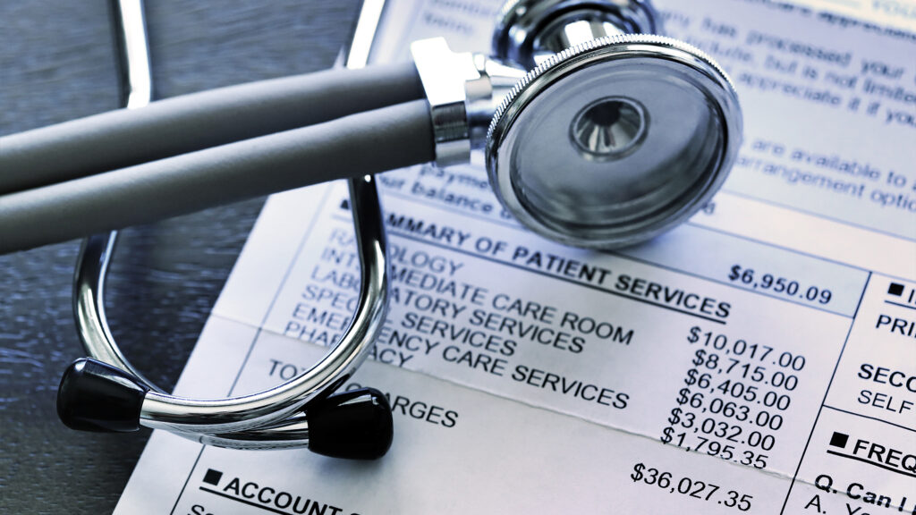 Medical documents and stethoscope.