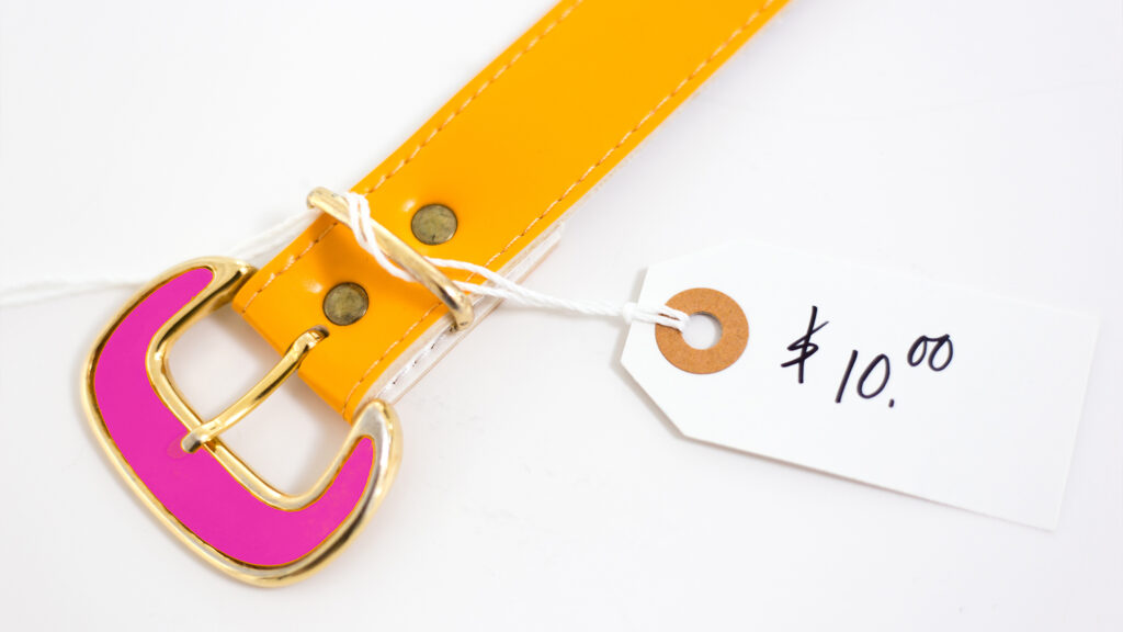 Belt with a price tag.
