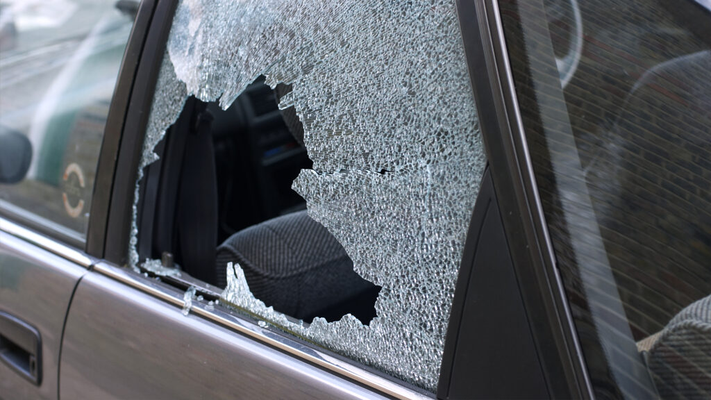 Car windshield broken.