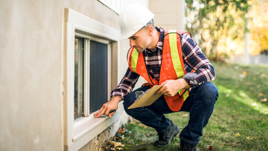 Professional examining a foundation.