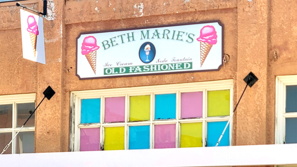 Beth Marie's ice cream sign.