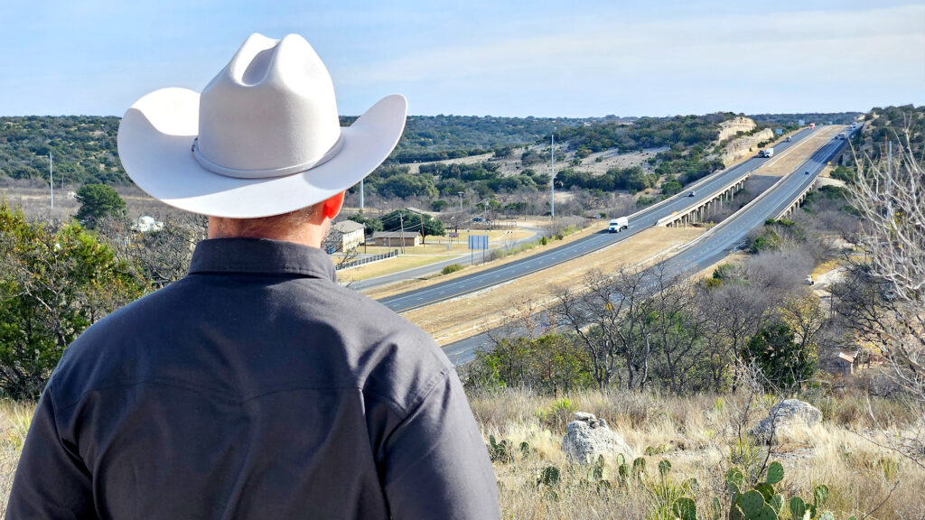 Chet Garner looking out on a road.