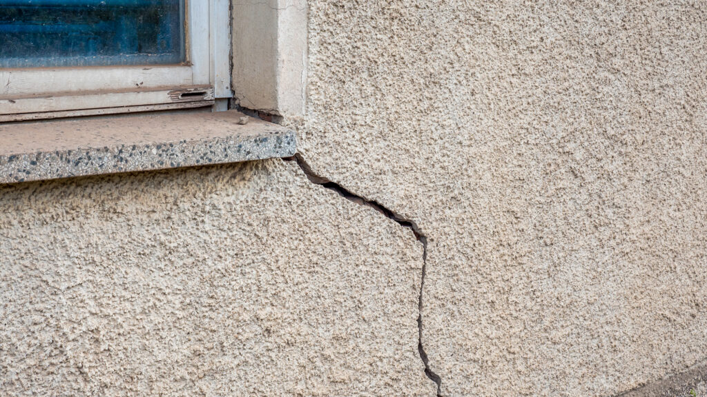 Cracked wall of house.