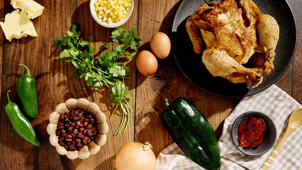 Ingredients for chicken potpie.