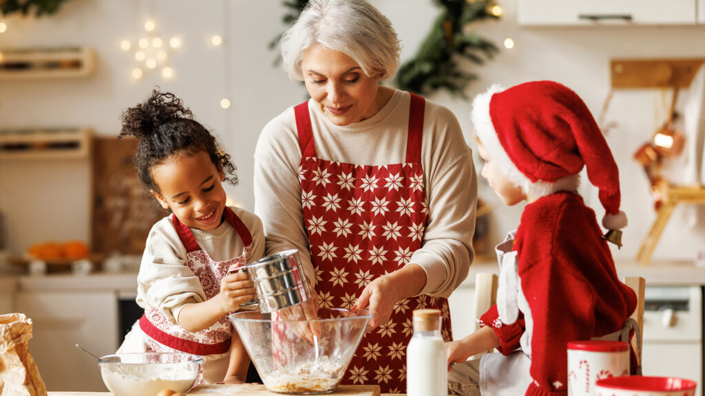 Family making Christmas cookies.